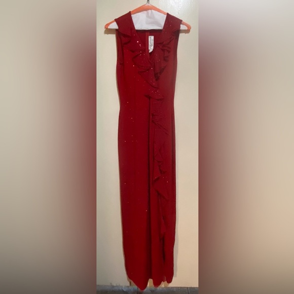 St. John Evening By Marie Gray Santana Long Dress with Paillettes and Scarf - Picture 14 of 15